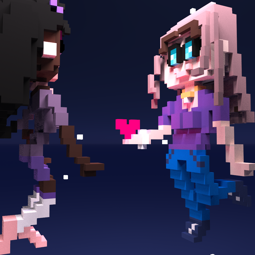 young lesbian love voxel art