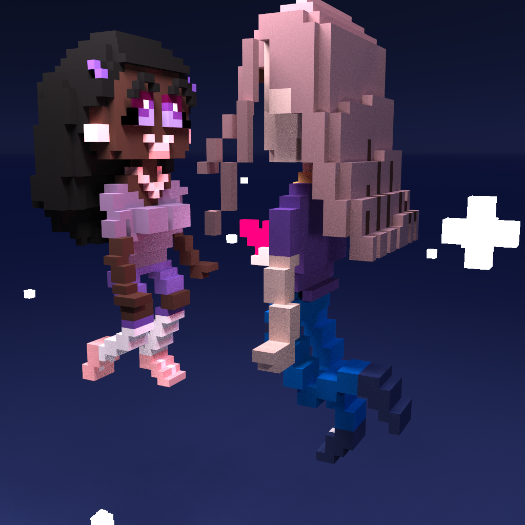 young lesbian love voxel art
